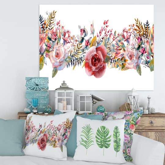 Designart - Pink Roses and Wildflower